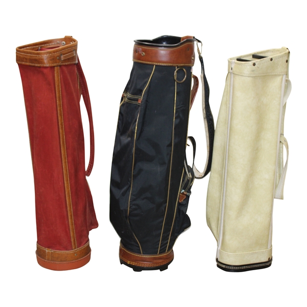 Three (3) Classic Full Size Golf Bags - Red/Black & Brown/White