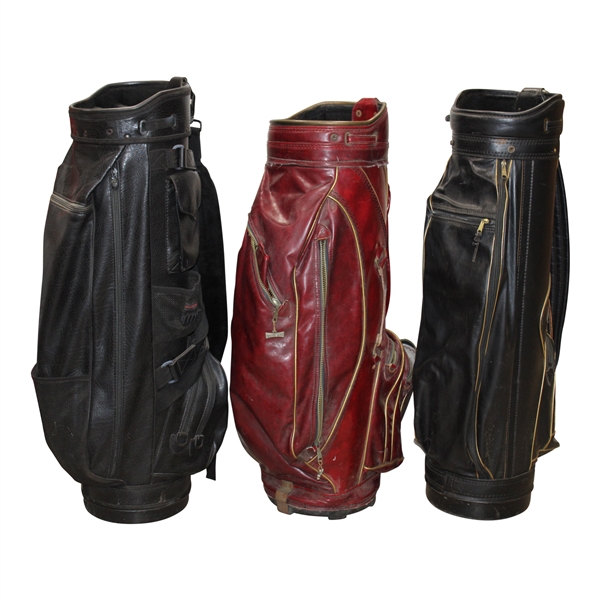 Three (3) Classic Full Size Golf Bags - Black/Brick Red/Black