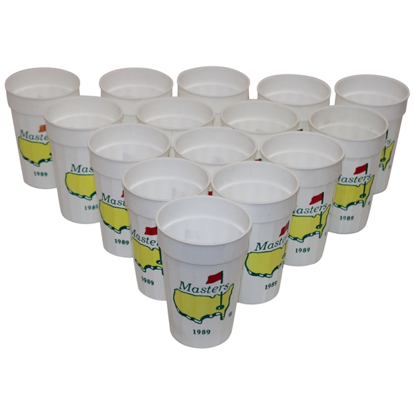 Fifteen (15) Masters Tournament Logo Plastic Drink Cups - 1989