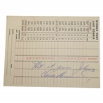 Claude Harmon Signed Official Winged Foot Golf Club Scorecard JSA #ZZ02232