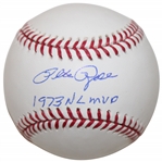 Pete Rose Signed Official Rawlings MLB Baseball w/1973 NL MVP Inscription JSA ALOA