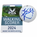 Xander Schauffele Personal Signed/Used Ball from 2024 PGA Championship w/Walking Scorer Badge JSA ALOA