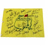 Tiger, Jack, Arnie, Gary & 21 others Signed 2007 Masters Champs Dinner Flag JSA ALOA