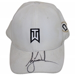 Tiger Woods "TW" Signed Nike ONE White Used Fitted Hat JSA ALOA