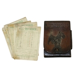 Vintage Leather Scottish Terrier Golf Scores Booklet with Scorecards