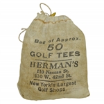 Vintage "Hermans Approx 50 Golf Tees" Canvas Bag with Tees - New Yorks Largest - Crist Collection