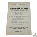 1935 English Golf Union Intl. Matches at Royal Lytham Thursday Order of Play Program