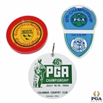 1964, 1973 & 1975 PGA Championship Bag Tags & Coaster - Columbus, Firestone & Canterbury