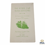 1931 The Ryder Cup Team Matches at Scioto Country Club Info Booklet