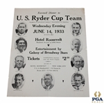 1933 U.S. Ryder Cup Team Farewell Dinner at Hotel Roosevelt Poster - June 14th