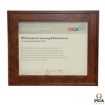 2013 USGA Award Plaque For Excellence Given To The PGA Center For Learning & Performance