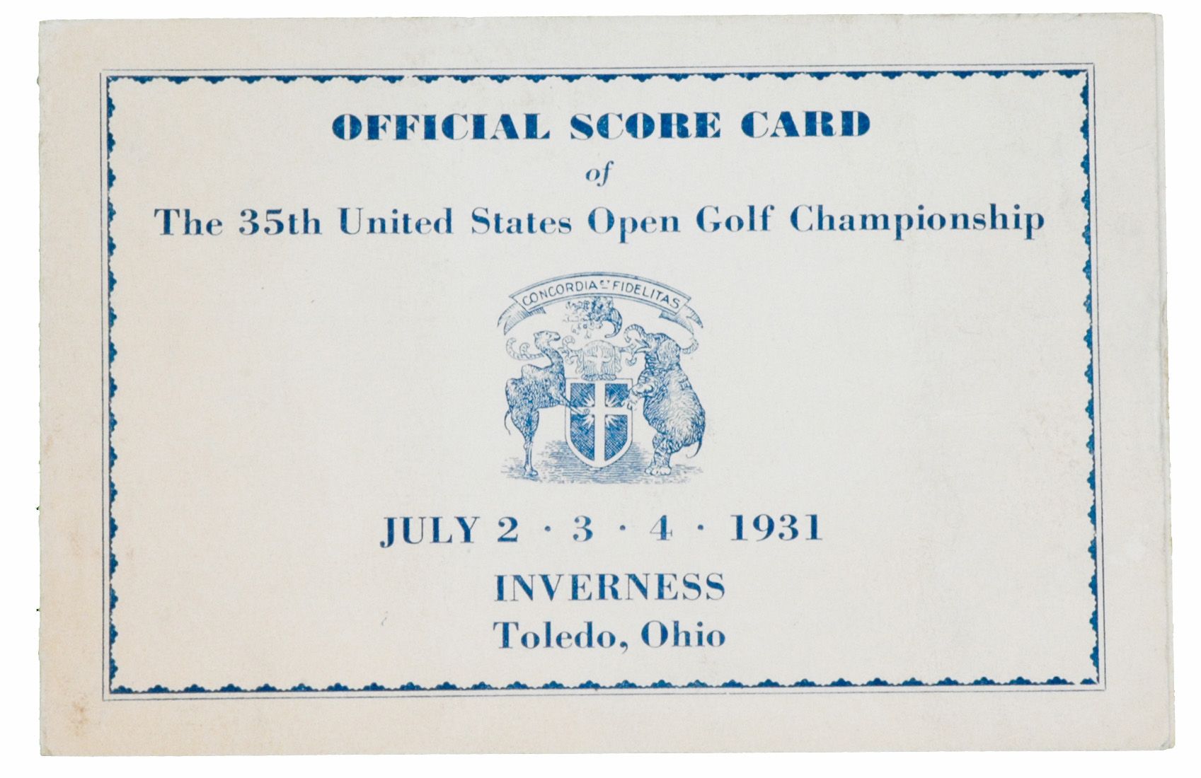 Lot Detail 1931 US Open Scorecard