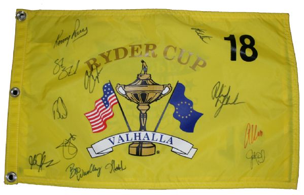 2008 US Ryder Cup Autographed Team Flag - 12 Autographs JSA COA