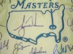 Masters Flag signed by 29 Champions With Upper Deck Authenticated Tiger Autograph
