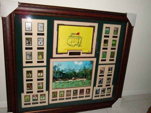 Shadowboxed Awesome 33 Masters Champions Framed Piece With TIGER UDA Masters Flag