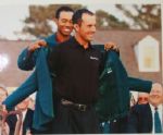Mike Weir signed Masters Jacket photo with Tiger JSA COA