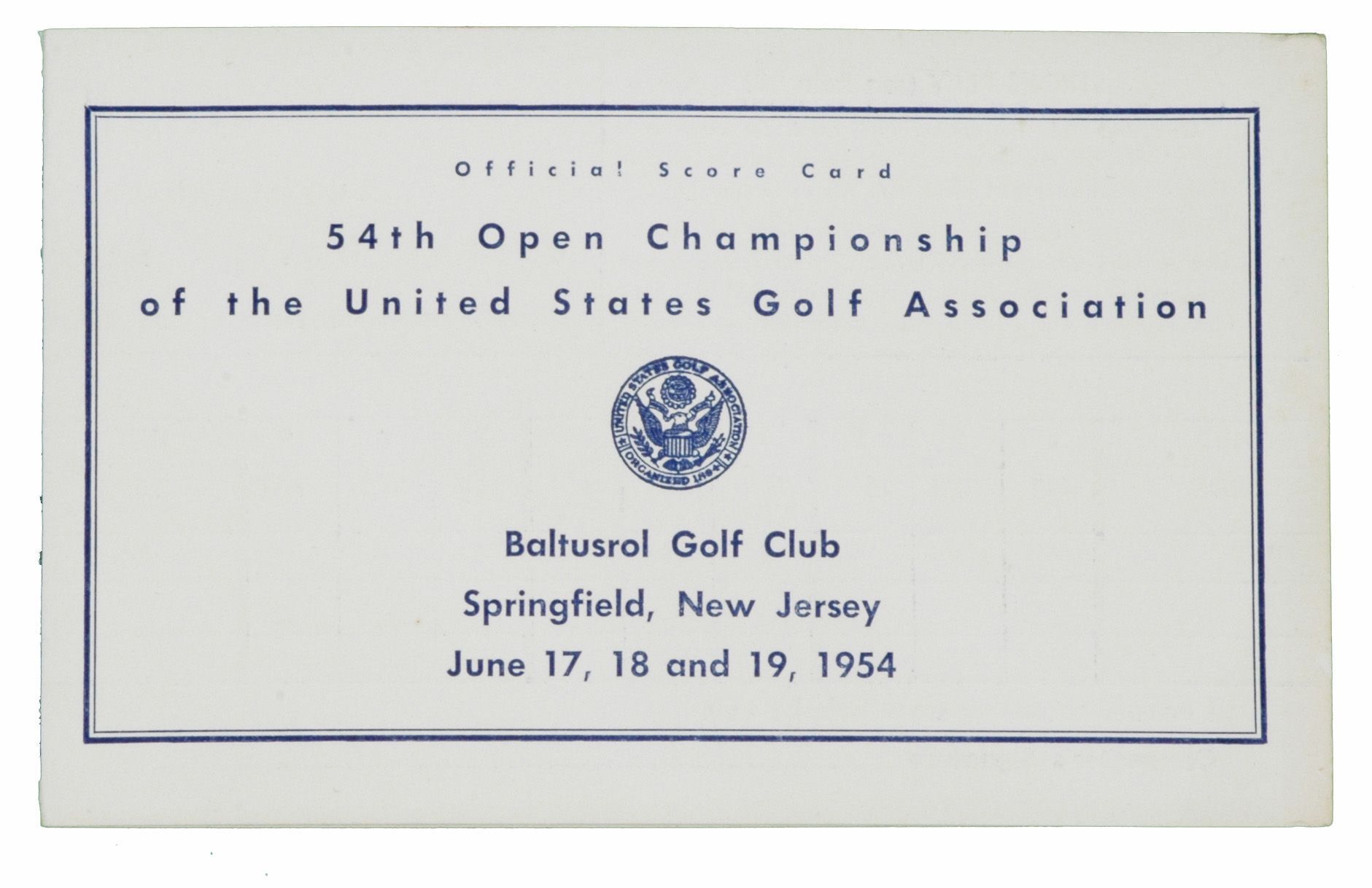 Lot Detail 1954 US Open Scorecard