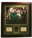 Jack Nicklaus/Arnold Palmer Framed Photo with Autographed Cuts JSA COA 
