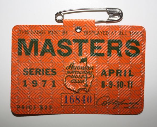 1971 Masters Tournament Badge