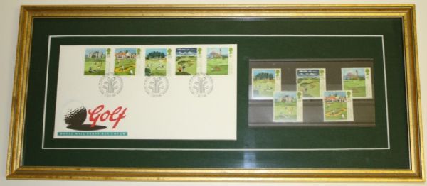 Framed British Open 1st Day Cover w/ 5 Additional Stamps