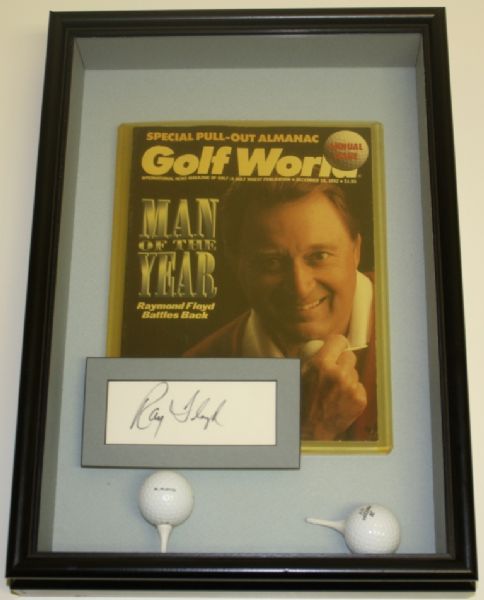 Ray Floyd Man of the Year Shadow Box w/ Autograph & 2 Personal Precept Golf Balls