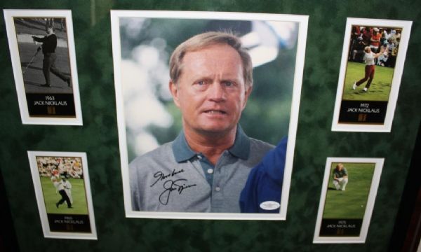 Deluxe Jack Nicklaus Masters Display W/ Signed 8X10 & 1972 Masters Badge