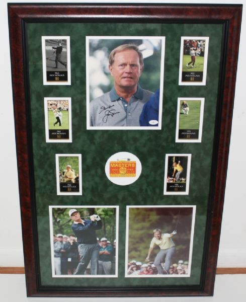 Deluxe Jack Nicklaus Masters Display W/ Signed 8X10 & 1972 Masters Badge