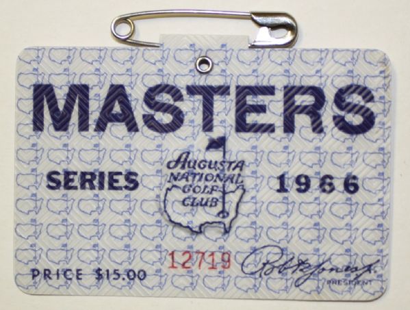 1966 Masters Badge - Jack Nicklaus Third Masters Win, Fifth Major