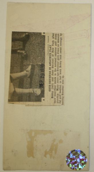 1930 International News Wire Photo Semi-final Match of US Amateur Jesse Sweetser vs Bobby Jones-Fourth Leg of The Grand Slam