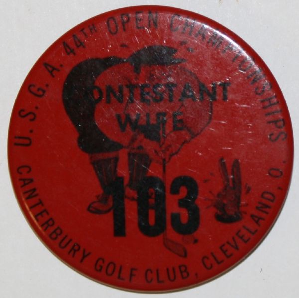 1940 US Open Championship Contestant Wife Badge from Canterbury Golf Club Lawson Little Withstands Sarazen's Charge
