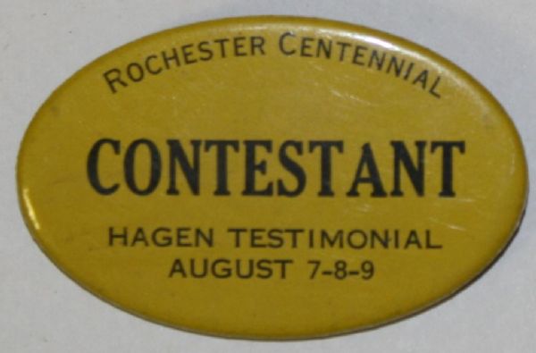 Two Rochester Open PGA Contestant Badges - Walter Hagen Testimonial