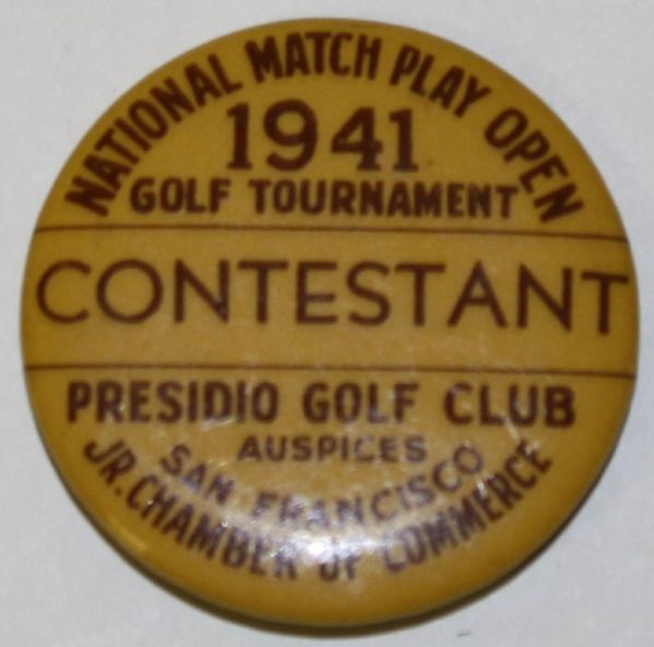 1941 National Match Play Open Pin Contestants Badge