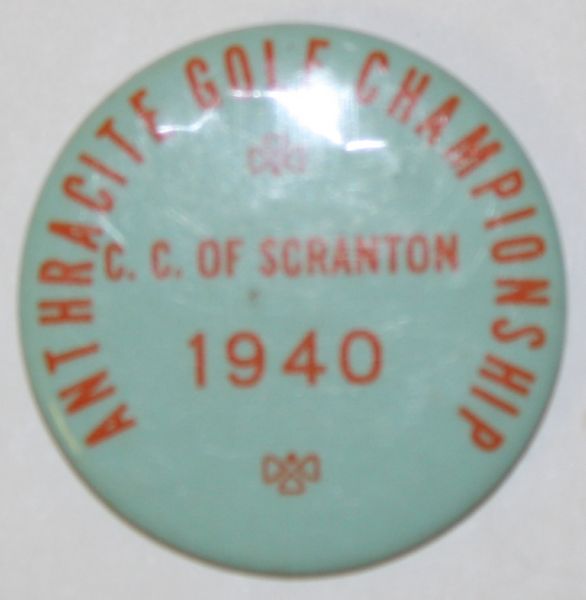 1940 Anthracite Golf Championship Contestant Pin-Scranton Country Club