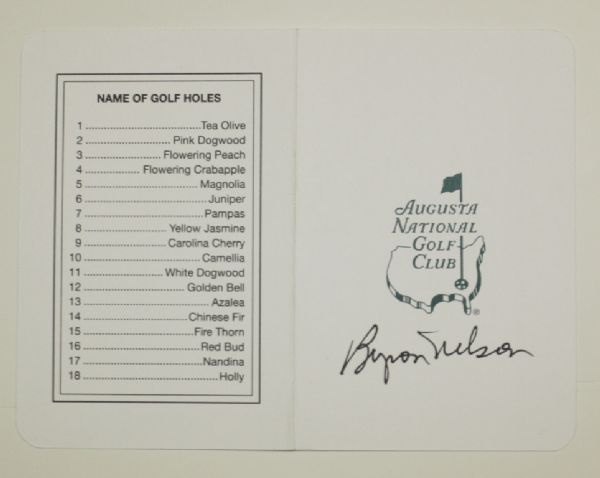 Byron Nelson Autographed Masters Scorecard JSA COA