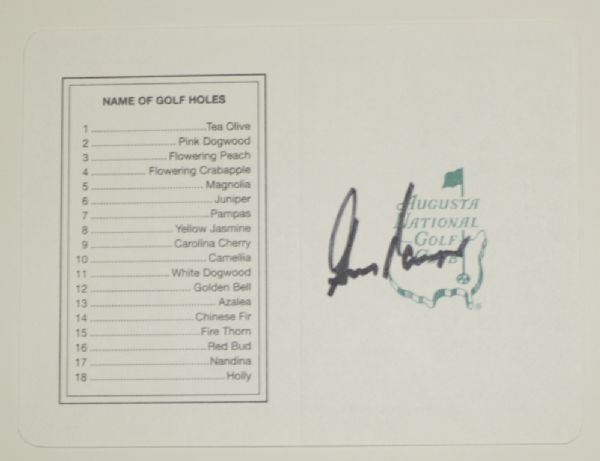 Gary Player Autographed Masters Scorecard