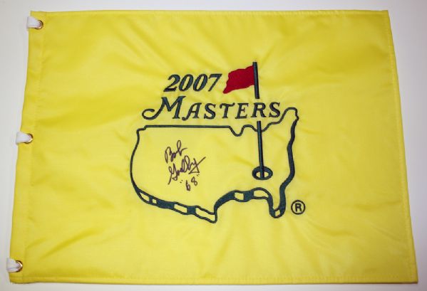 Bob Goalby Signed Masters flag with 68 notation for his win in 1968