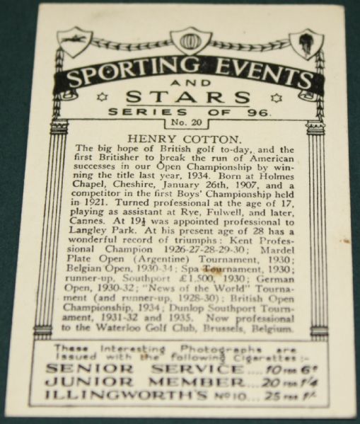 1935 J.A. Pattreiouex Sporting Events and Stars - Henry Cotton