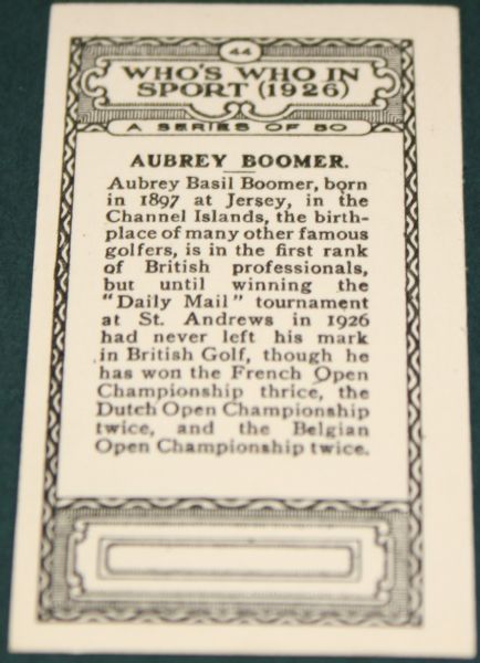 1926 'Who's Who in Sport' - Aubrey Boomer