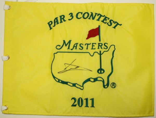 Luke Donald Autographed 2011 Par 3 Masters Flag - Donald was the Winner