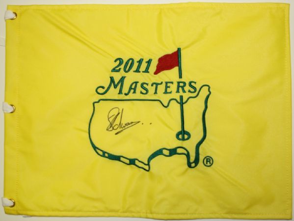 Lot of 5 Charl Schwartzel Autographed 2011 Masters Embroidered Pin Flags