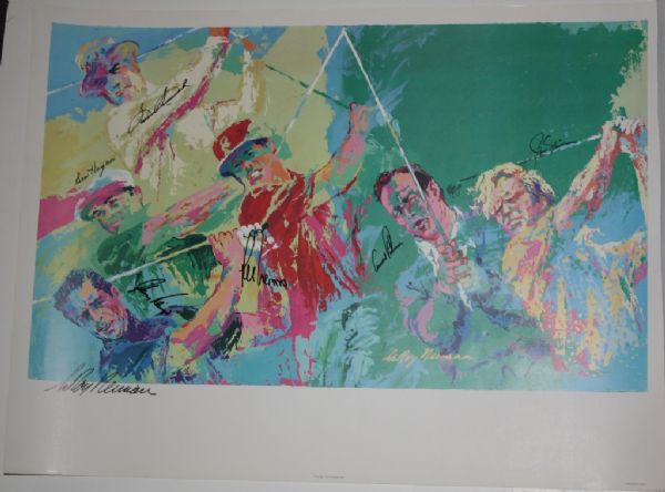 1973 Leroy Neiman Champions Of Golf Poster Completely Signed w/extremely scarce Ben Hogan