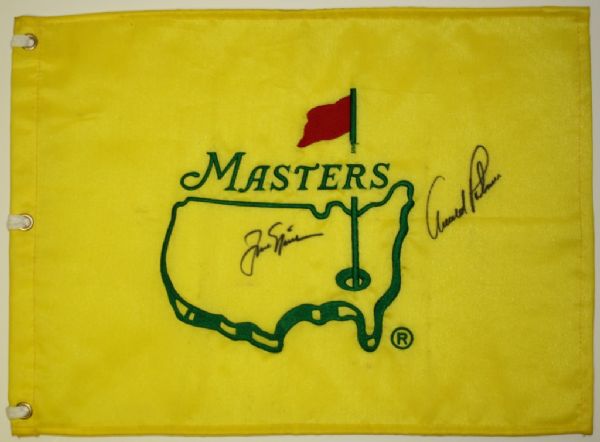 Jack Nicklaus and Arnold Palmer Autographed Undated Masters Flag
