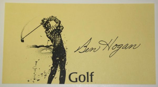 3 1/2 x 6 1/2 Golf Piece Signed by Ben Hogan w/JSA Certification