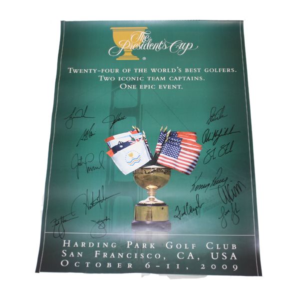 2009 US Presidents Cup Poster Signed By Team W/Tiger & Phil  JSA COA