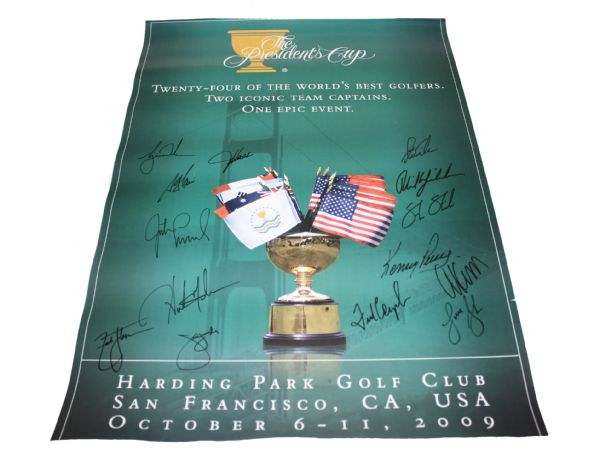 2009 US Presidents Cup Poster Signed By Team W/Tiger & Phil  JSA COA