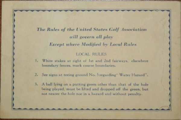 1931 US Open Scorecard
