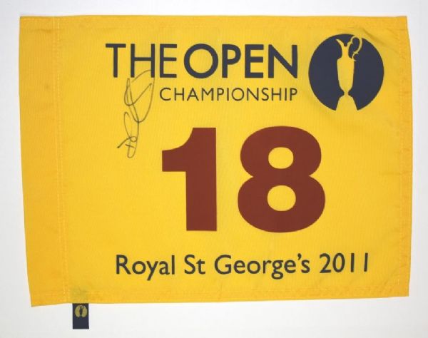 Darren Clarke Autographed  British Open Flag JSA COA