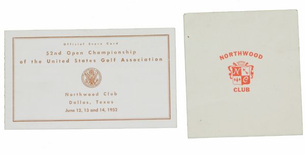 1952 US Open Scorecard & Vintage Northwood C. C. Scorecard	