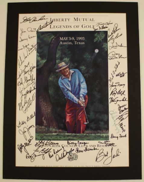 1993 Liberty Mutual Legends of Golf Poster Signed by Field Incl. De Vincenzo, Thomson, Palmer