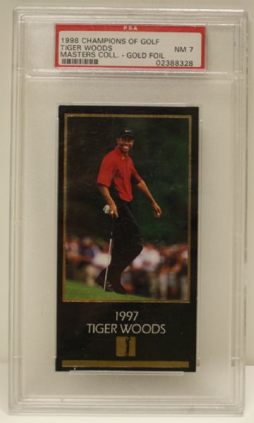 1998 Grand Slam Ventures "Foil" Tiger Woods Rookie Card PSA Slabbed NM7